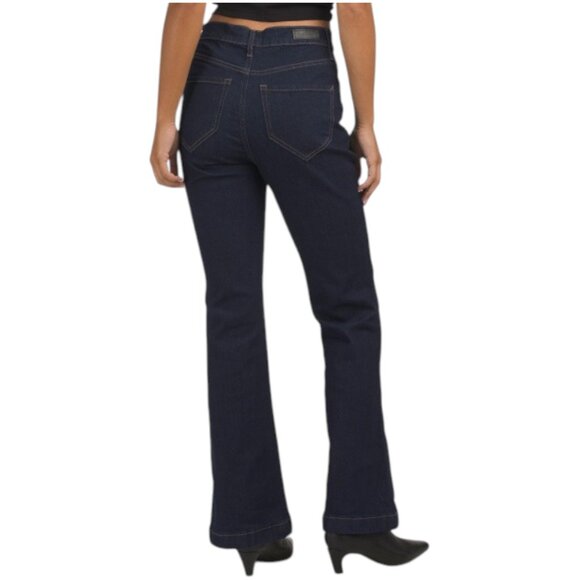 NICOLE MILLER NEW YORK Exposed Button Porkchop Flare Jeans - Picture 2 of 2